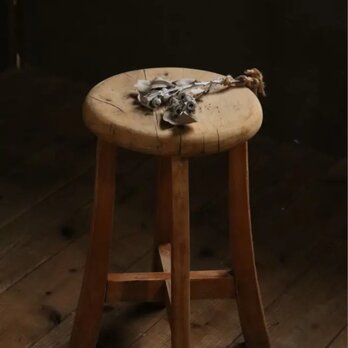 №185　古い木製丸椅子/スツール/アンティーク家具/古道具/インテリア/イスの画像