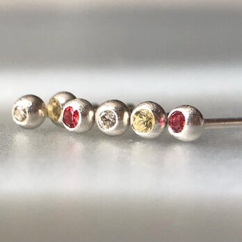 Orangish red sapphires stud earrings シンプルスタッドピアス　SV925/950の画像