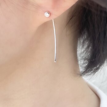 【sample price】diamond tiny hook earinngs ダイヤモンドフックピアス　SV950の画像