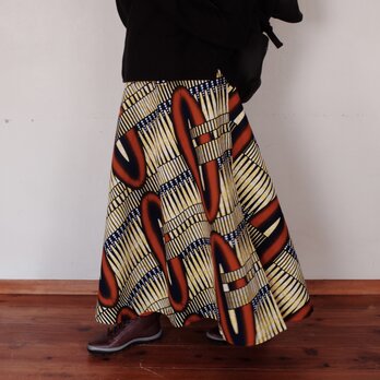 キテンゲ　半円形の巻きスカート yellow time machine