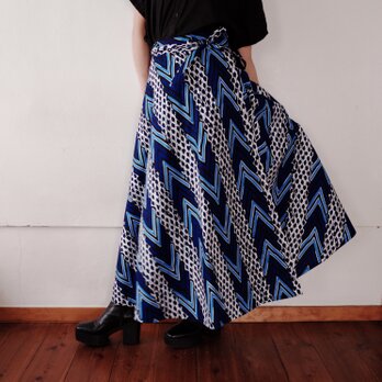 キテンゲ　半円形の巻きスカート avance rapide pour bleuの画像