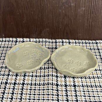 陶器 小皿　薄青 桜印 ２枚組【240417】の画像
