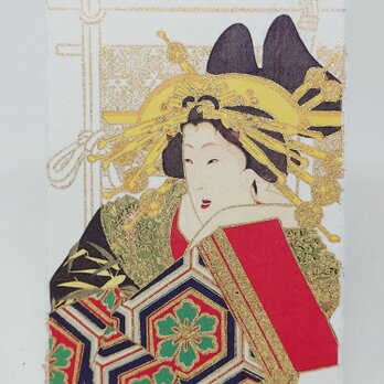 ギルディング和紙葉書　花魁　金の画像