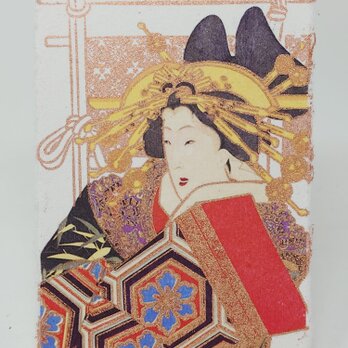 ギルディング和紙葉書　花魁　銅の画像