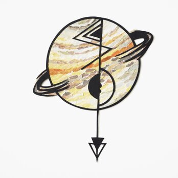 【切り絵×ちぎり絵】Saturn-土星- 原画アートの画像
