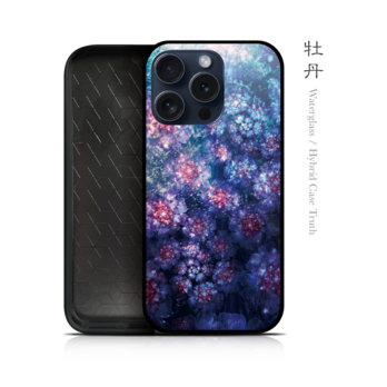 牡丹 - 和風 角丸型 強化ガラスiPhoneケース【iPhone全機種対応】の画像