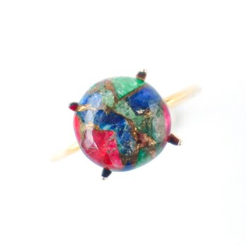 【アートなトルマリン D】天然石 大粒 SILVER925 指輪 リング フリーサイズ 青 ピンク 緑の画像