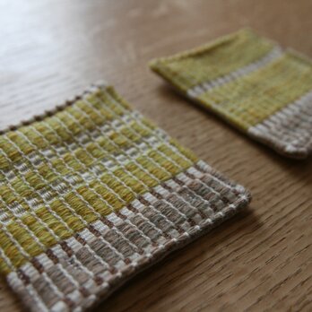 【２枚セット】北欧手織りコースター（イエロー）ダーラドレルの画像