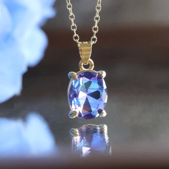 紫陽花カラー タブレットクリスタル ネックレス｜天然石 水晶 アレルギー対応 — Hydrangea color —