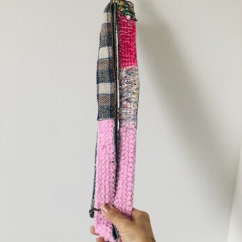 strap  手編みのストラップ　　ウール　布製　毛糸　肩掛けストラップ　スローファッション　ハンドメイド　1991の画像
