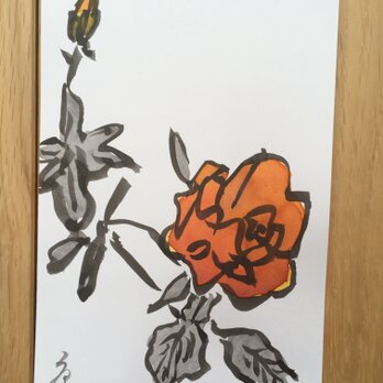 今月の記念日ポストカード　5月1日　オレンジの薔薇の画像