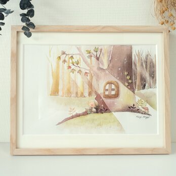 水彩画原画『Boyと木』の画像