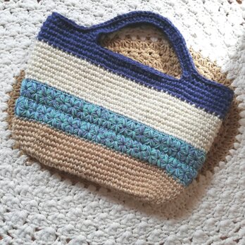 夏色の麻紐バッグ　リフ編み入りの画像