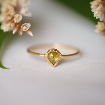 K18 Pear shape Clear yellow Diamond ring(0.337ct,R085_PDia)の画像