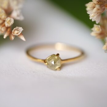 K18 Hex Rose cut Lime green Diamond ring(0.537ct,R025_LGD)の画像