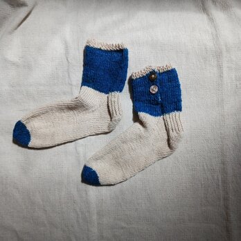 綿の靴下（藍染手紡ぎ糸とオーガニックコットン）の画像