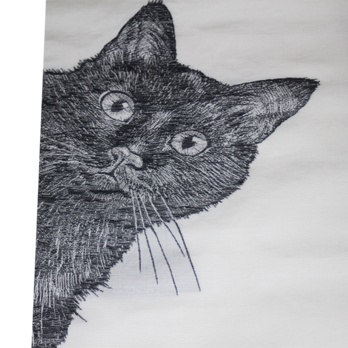 西陣織　麻絹　なごや帯　黒猫　仕立込　試作の画像