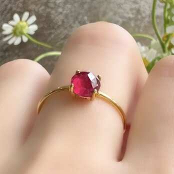宝石の女王の指輪｜ルビー 天然石 一粒リング ゴールド/シルバー — Queen —