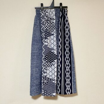 浴衣リメイク Ｄ パッチワーク ギャザースカート  着物 コットンの画像