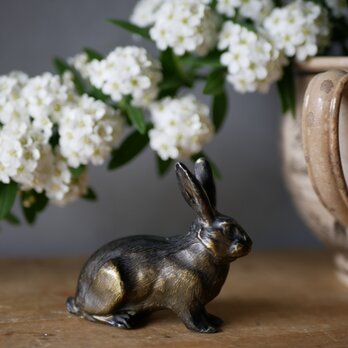 ウサギのオブジェ   真鍮  　フランスアンティーク　ブルターニュ地方　ブロカントの画像