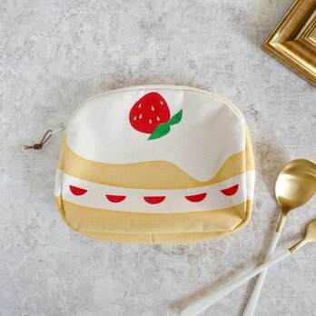 いちごのケーキ型のポーチの画像
