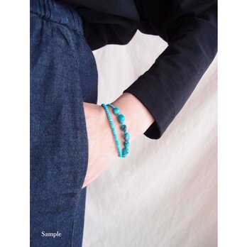 【RP】Turquoise × Magnesite Bracelet／ターコイズ×マグネサイト ブレスレット（非対称）の画像