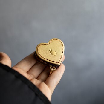 うさぎの心❤︎小さいハートの牛革コインケースorジュエリーケース/ゴールド/ミニ財布 コンパクトの画像