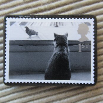 イギリス　猫切手ブローチ 9645の画像