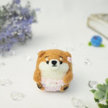 【受注製作】紫陽花パンツのまゆ柴犬の赤ちゃん(赤柴・黒柴・白柴)　羊毛フェルトの画像
