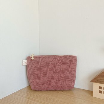ヌビキルトのミニポーチ（3mmピッチ・レンガ色）