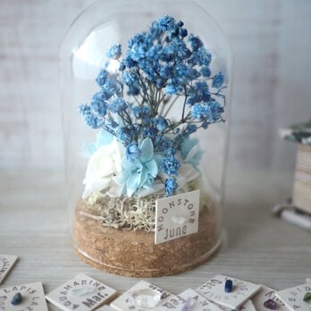 誕生月の天然石  Flower dome -青いかすみ草-の画像