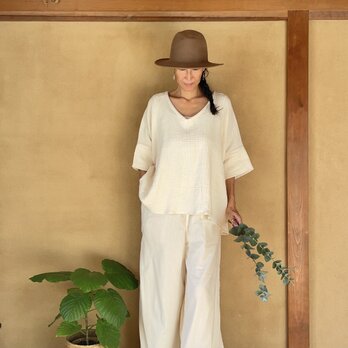 Triple Gauze Cotton Oversized Pullover/トリプル（３重）ガーゼオーバーサイズプルオーバーの画像