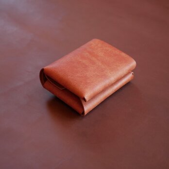 イタリアンレザーで作った【コンパクトな二つ折り！レザーミニウォレット：brown】 メンズ レディースの画像
