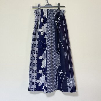 浴衣リメイク Ｊ パッチワーク ギャザースカート  着物 コットンの画像