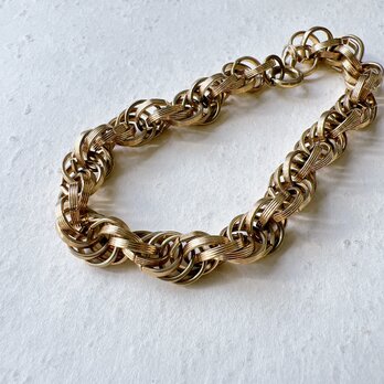 B70-ヴィンテージバングル U.S.A. 1980s Gold Tone Rope Style Link Chainの画像