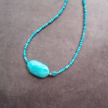 【K14gf】Big Amazonite One Point Necklace／アマゾナイトワンポイントネックレスの画像