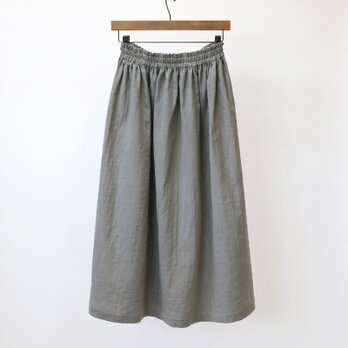 【即納】ふんわり柔らかスラブダブルガーゼのギャザースカート（ストーングレー）タンブラー加工 ロングの画像