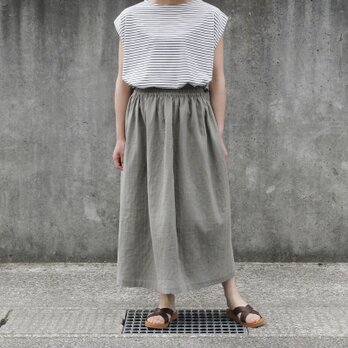 ふんわり柔らかスラブダブルガーゼのギャザースカート（ストーングレー）ポケット タンブラー加工の画像