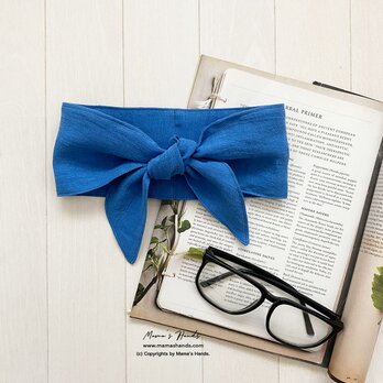 おしゃれな 柔らか 青 ブルー リネン 夏 保冷剤 冬 カイロ ネッククーラー スカーフの画像