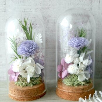 (仏花)お供え花 一対(2個)セット　ガラスドーム　lavenderの画像