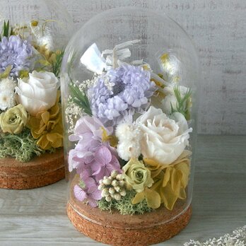 (仏花) お供え花 ガラスドーム -lavender-の画像