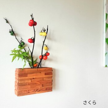 壁掛 花器【天然木 さくら】の画像