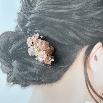 桃色の花束のポニーフック　桜◾︎仕上げ金具を帯留め・ブローチ（2way選択可能　アメリカンフラー　ディップアートの画像