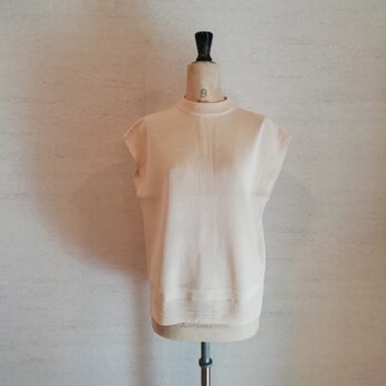 【再再再…販♡】冷感素材＆通気性◎コットン100％ギマ加工　モックネックノースリ(01042)　キナリの画像