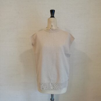 【再再再…販♡】冷感素材＆通気性◎コットン100％ギマ加工　モックネックノースリ　ペールグレーの画像