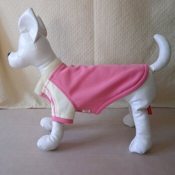 犬服　小型犬用ラグランＴシャツ(ピンク＆白)の画像