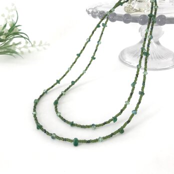 さざれ石 ロングネックレス　緑 グリーンアベンチュリン 3way
