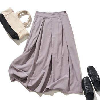 ふわり、ひらり、美しいドレープを描く美形スカート　コットンリネンスカート　ロングスカート 灰紫色　210807-3の画像