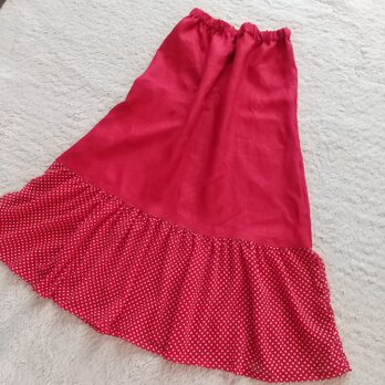 キレイな赤リネン&ドットのスカートの画像