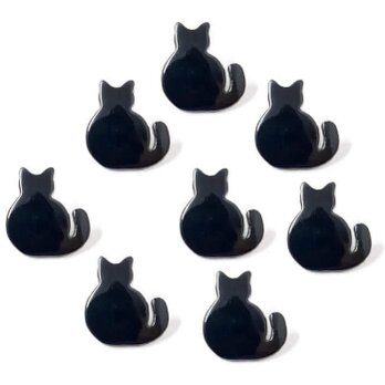 プラスチックボタン8個 しっぽのブラックキャット JT　黒猫　b-2672 ねこ　入園入学の画像